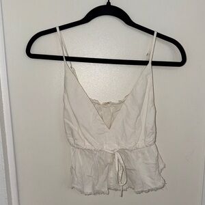 John Galt Brandy Melville off white Spaghetti Strap Cropped Tank Top - OS